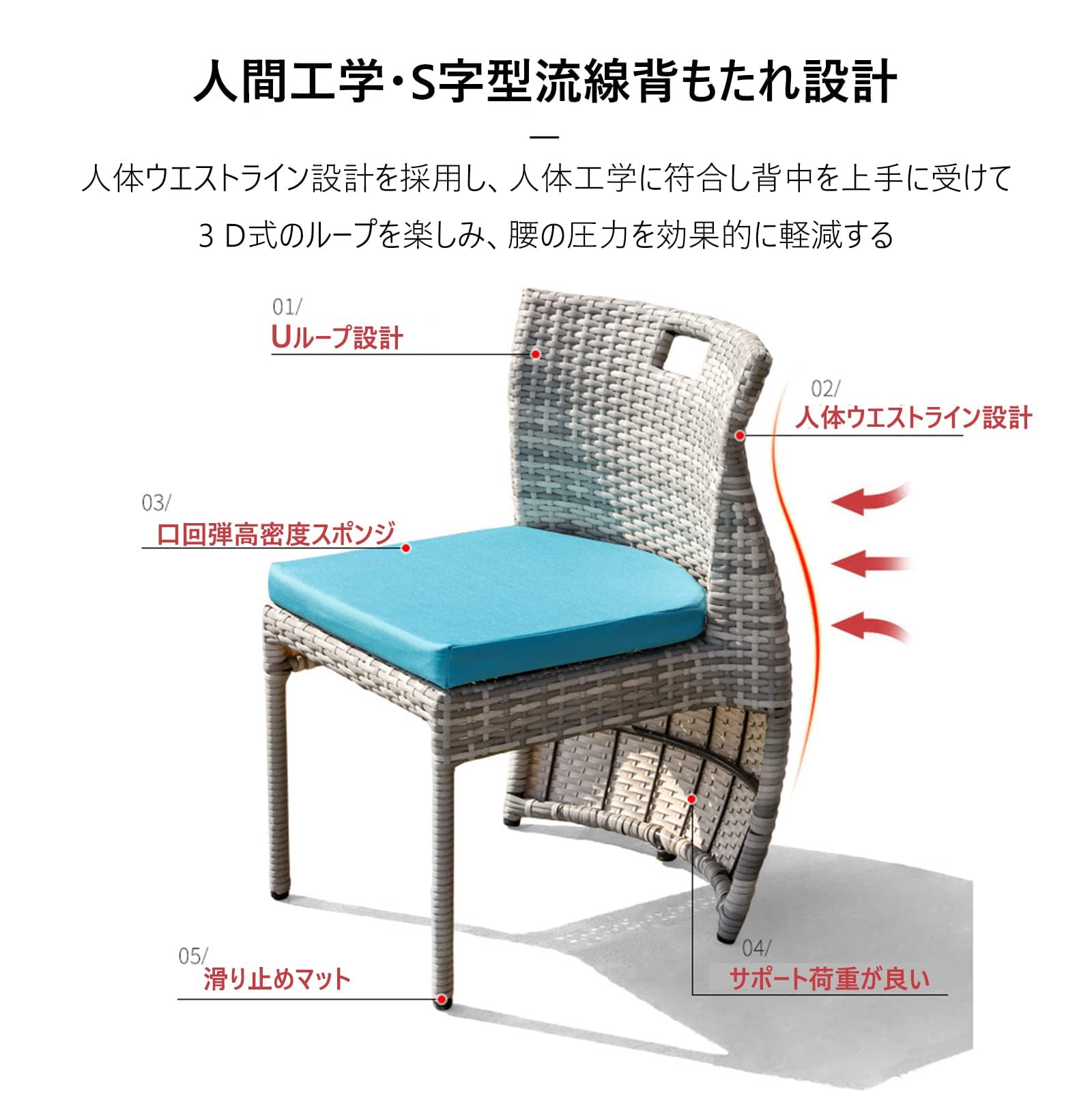 Amazon｜ラタン調 テーブル&チェア (ガラステーブル ×1 チェア×2)高級